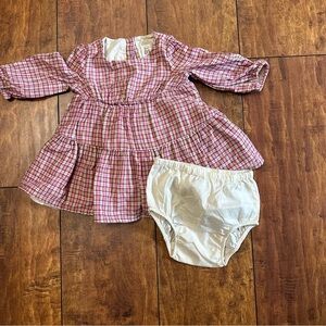 Baby Gap plaid tiered dress pink 6-12 months w/ bloomer